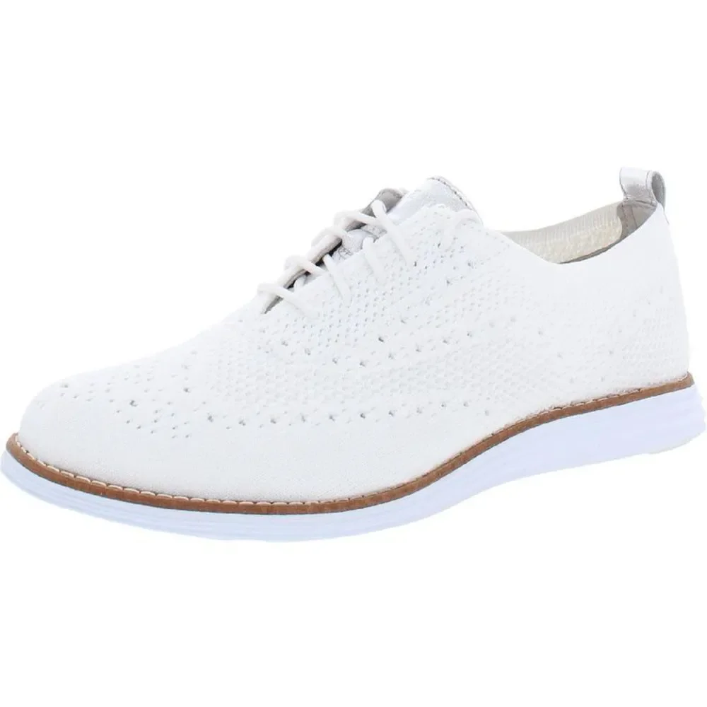 Cole Haan Womens Original Grand Stitchlite White Knit Oxfords Shoes Used